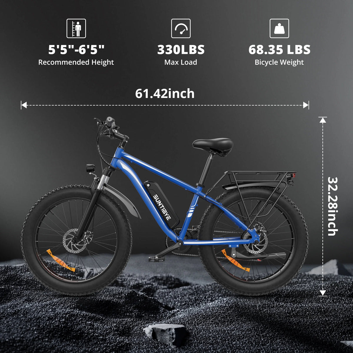 SUNTIBYE EB26 26" Fat Tire E Bike for Adults Set of 2, 1500W Electric Mountain Bikes, 28MPH Off - Road Ebike, 48V 15ah UL2849, Black