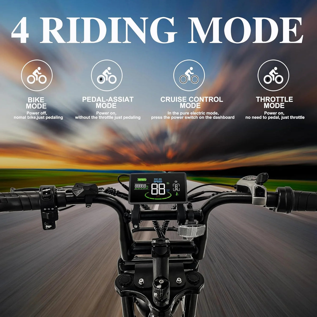 Tamobyke Electric Bike for Adults, Peak 1500W 28mph Mountain Ebike, 48V 15.6AH 20" Fat Tire Electric Bicycle Full Suspension UL2849