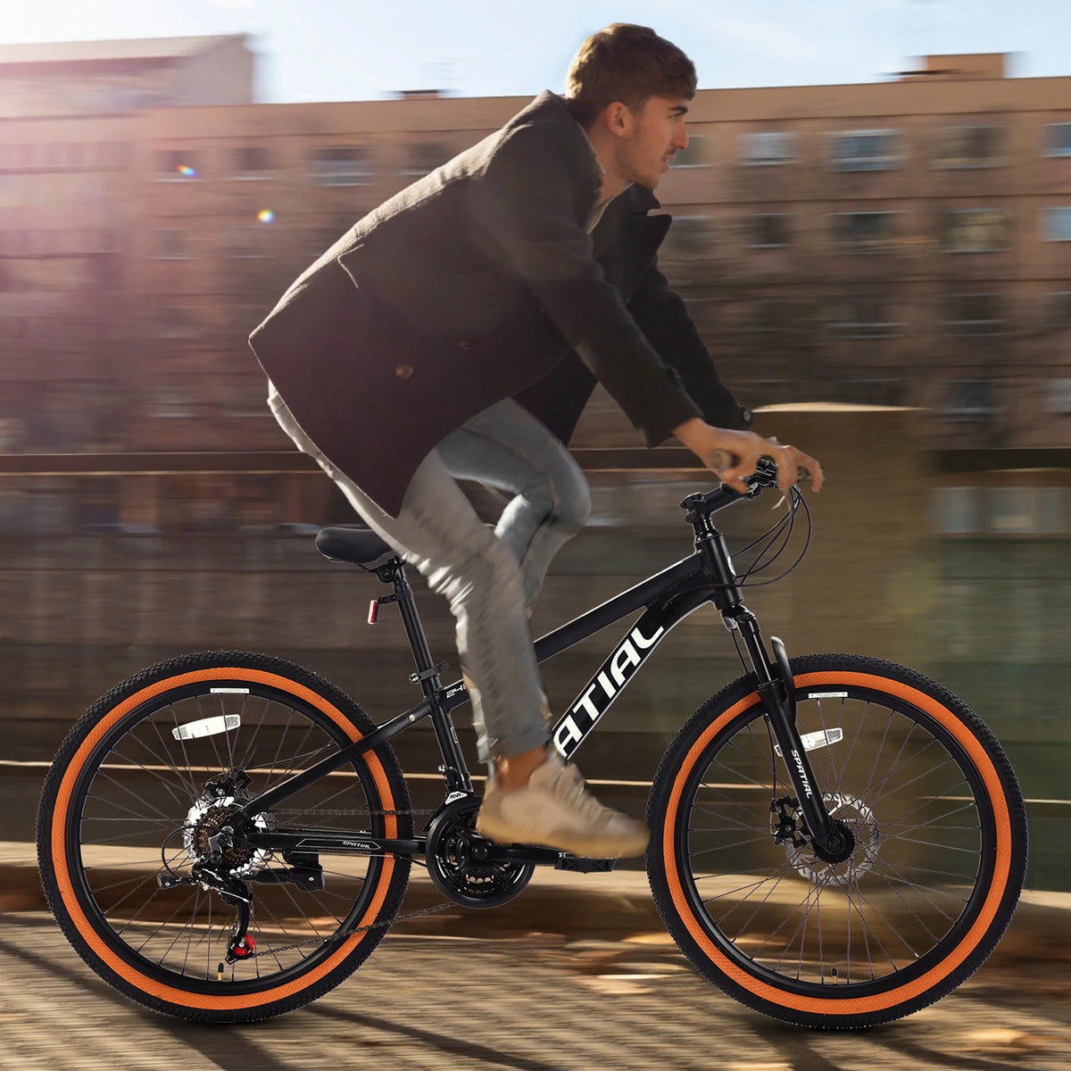 SPATIAL 24/26/27.5/29 in Mountain Bike, 8/21 Speed Lightweight Aluminum Magensium Frame Mountain Bicycle, Fits Men Women Teenagers Adult Disc Brake MTB Bicycle