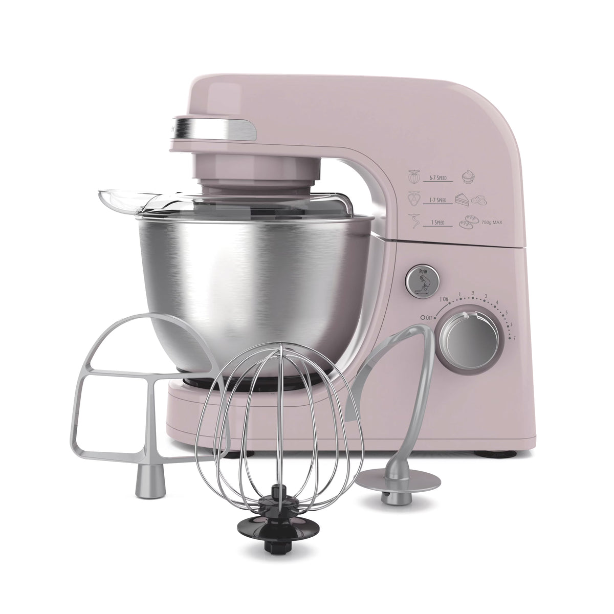Hamilton Beach 4 Quart Stand Mixer for Kitchen, 7 Speeds, Tilt - Head, Dough Hook, Whisk & Flat Beater, White