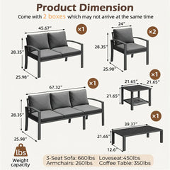 AECOJOY Metal Patio Furniture Set, 7 Seats Modern Outdoor Furniture with Deep Cushions