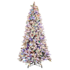 Holiday Living 9-ft Albany Pine Pre-Lit Flocked Artificial Christmas Tree with LED Lights | W14L0649