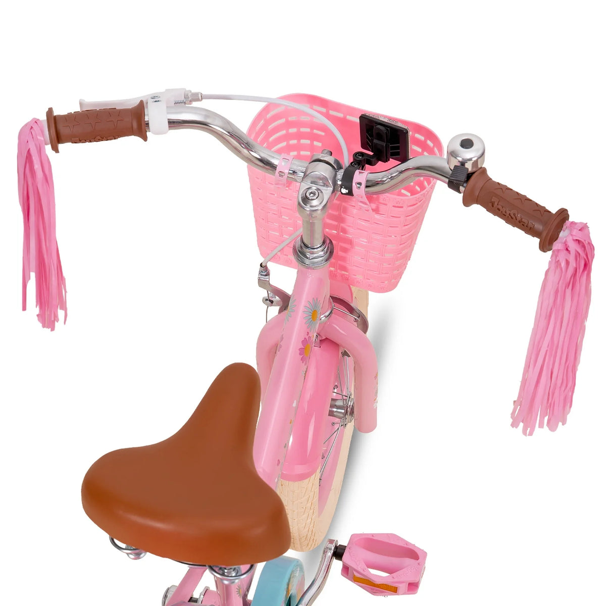 JOYSTAR Little Daisy 14 in Kids Bike for 3 4 5 Years Girls with Handbrake Children Princess Bicycle with Training Wheels Basket Streamer Toddler Cycle Bikes Blue