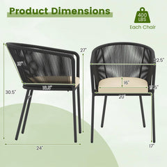 Tangkula Patio Chairs Set of 4 Upholstered Accent Chairs w/Curved Backrest