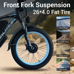 Peak 5000W - Electric - Bike for Adults - Men, Dual - Motor - Ebike 50MPH - Hunting - Ebike, 60V 25AH Long Range Dirtbike, 26" x 4.0 Fat - Tire - Electric - Bicycle, AWD 21 - Speed Mountain Bike for Off - Road Snow Sand