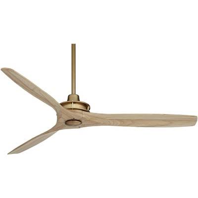 Casa Vieja 52" Windspun Soft Brass Natural Wood Blades Ceiling Fan with Remote