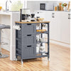 Kitchen Island Cart on Wheels with Storage, Solid Wood Top, 3 Drawers and Removable Shelves, Rolling Utility Cart, Dark Gray