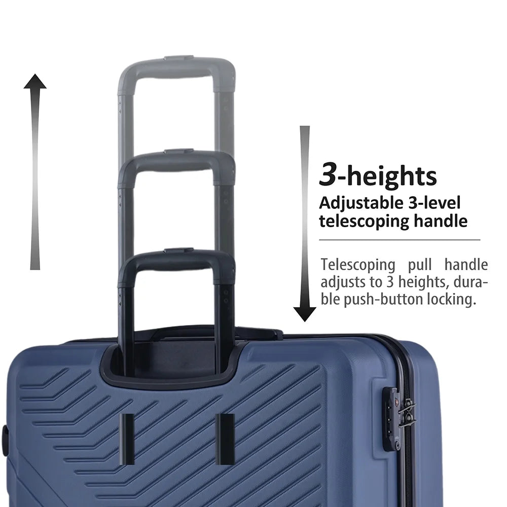 3 Piece Blue Luggage Travel Set, 20" 24" 28" Carry on Luggage with Spinner Wheels, Lightweight Hard Case Luggage Travel Suitcase Christmas Gifts for Business Trip Holiday Travel Cruise
