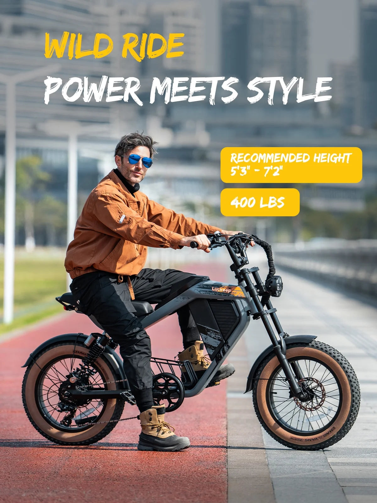Luckeep M5 Electric Bike for Adults/Teen, 1500W Peak Motor, Max 32MPH, 48V 15AH Battery, Max 60 Miles Electric Motorcycle for Mountains, 20" Fat Tire Electric Dirt Bike, Sand, Road, Full Suspension