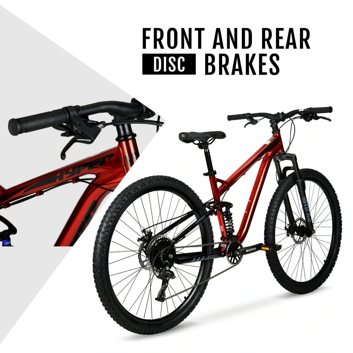 29" Hyper Explorer Dual Suspension Mountain Bike, Adults Age 13+, Red