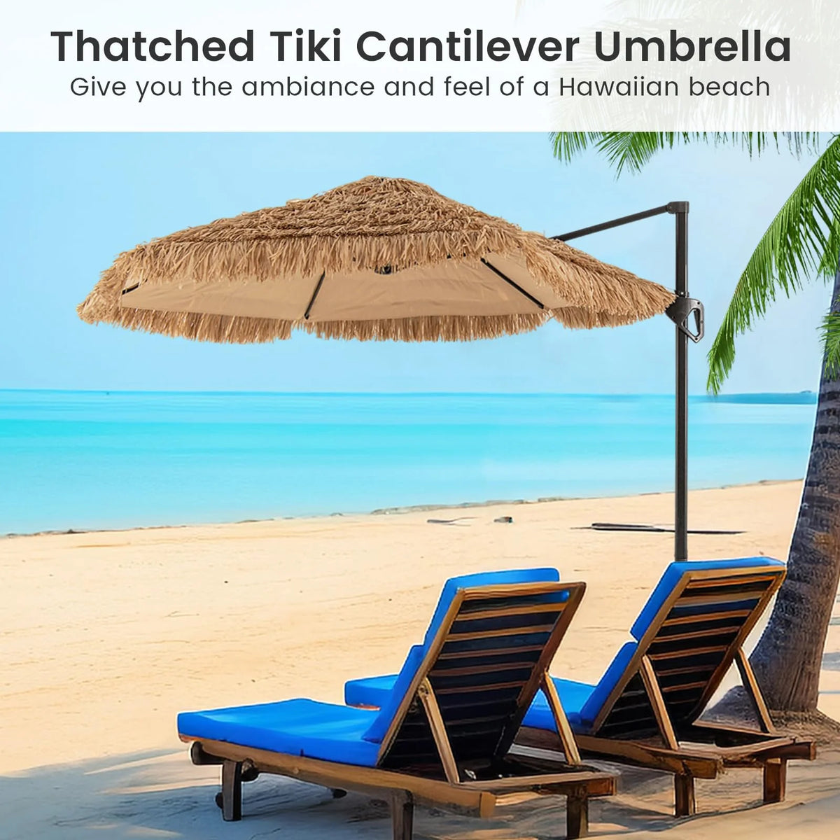 Tangkula 9.5ft Tiki Patio Umbrella with Base Included