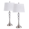 Homeglam Madison 27 - Inch Crystal Ball Metal Table Lamp (Set of 2) Brushed Nickel