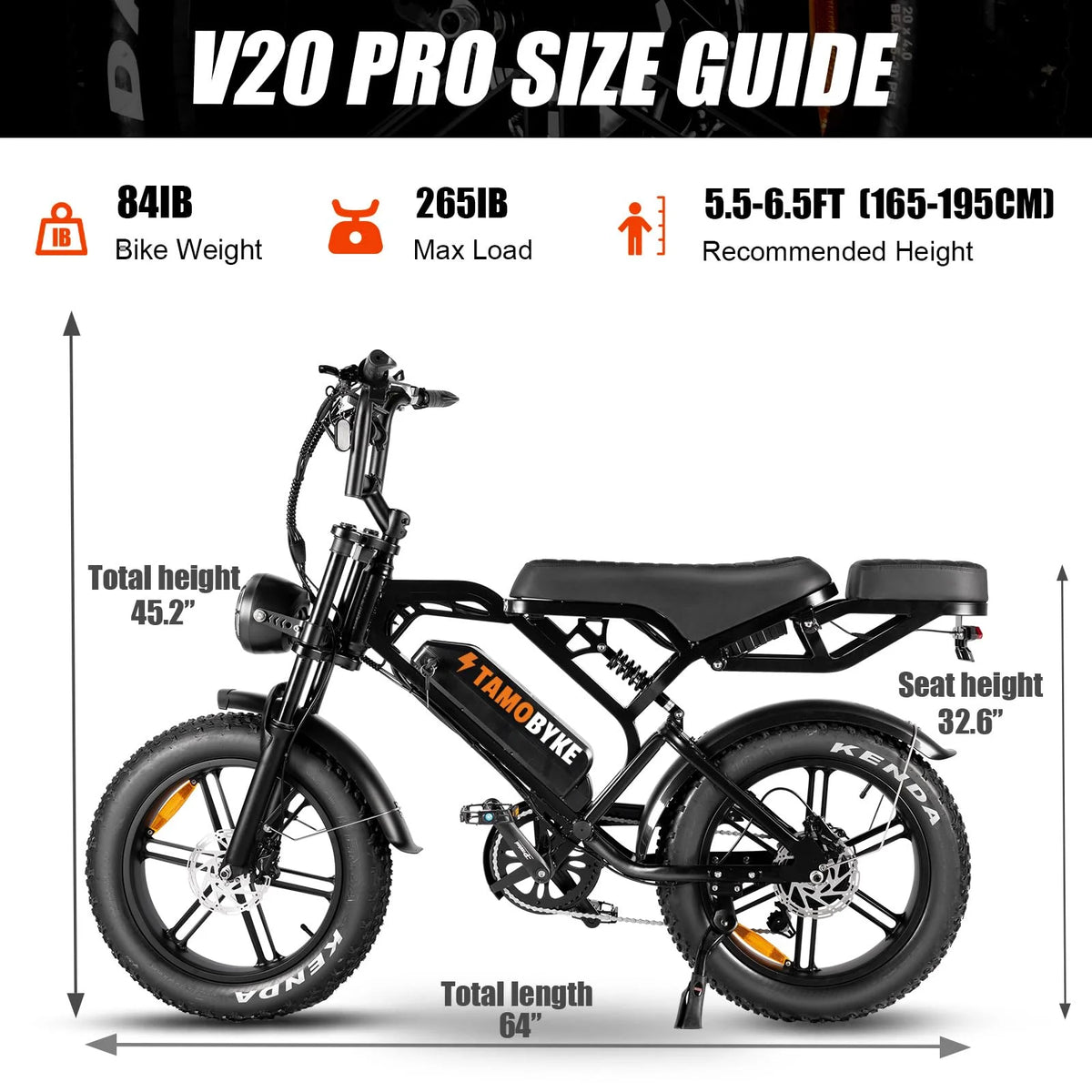 Tamobyke Electric Bike for Adults, Peak 1500W 28mph Mountain Ebike, 48V 15.6AH 20" Fat Tire Electric Bicycle Full Suspension UL2849
