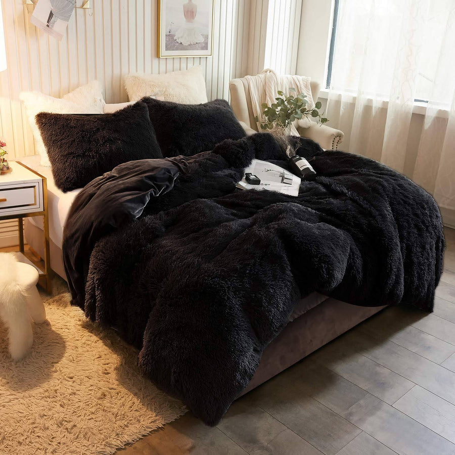 XeGe Plush Shaggy Duvet Cover Luxury Ultra Soft Crystal Velvet Fuzzy Bedding 1PC(1 Faux Fur Duvet Cover) Fluffy Furry Comforter Cover for Bedroom Home
