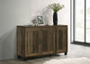 Qumbnk Wood Shoes Storage Cabinet with Handle, 3 Door Accent Cabinet for Living Room, Bedroom, Dark Brown