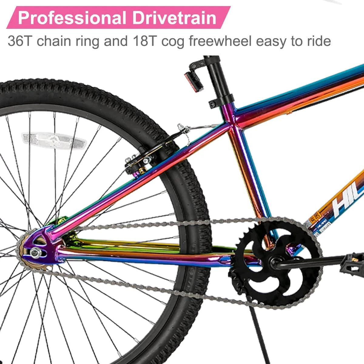 Hiland BMX BIKE 24 & 26 in, Beginner - Level to Advanced Riders with 2 Pegs for Adults, Multiple Colors