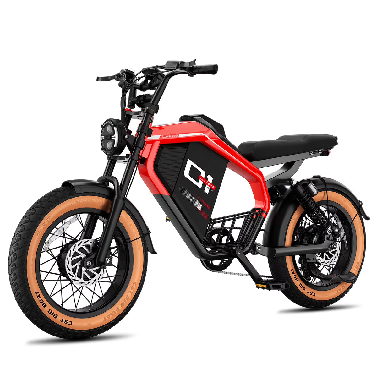 Luckeep M5 Electric Bike for Adults/Teen, 1500W Peak Motor, Max 32MPH, 48V 15AH Battery, Max 60 Miles Electric Motorcycle for Mountains, 20" Fat Tire Electric Dirt Bike, Sand, Road, Full Suspension