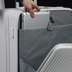 24 in Checked Luggage with Front Pocket, USB Charging Port, Built - in Lock Carry on Suitcase, Cup Holder and Phone Holder, Medium Hardside Suitcase