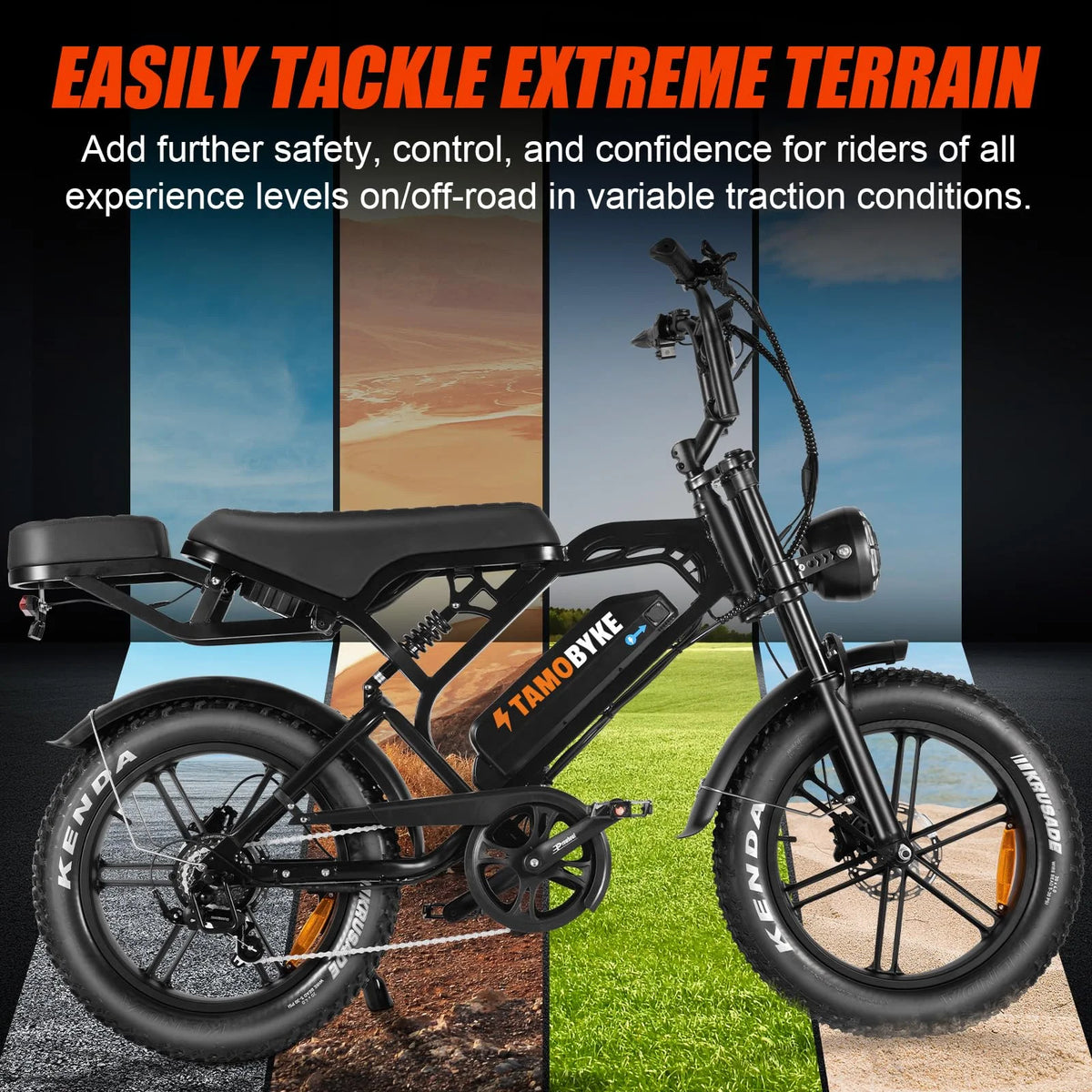 Tamobyke Electric Bike for Adults, Peak 1500W 28mph Mountain Ebike, 48V 15.6AH 20" Fat Tire Electric Bicycle Full Suspension UL2849