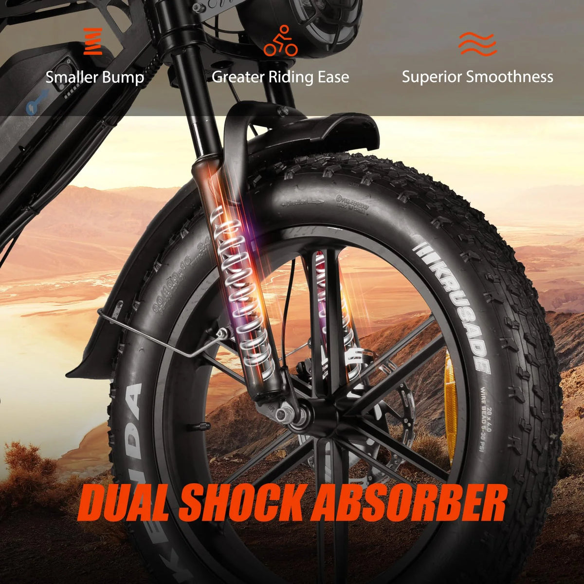 Tamobyke Electric Bike for Adults, Peak 1500W 28mph Mountain Ebike, 48V 15.6AH 20" Fat Tire Electric Bicycle Full Suspension UL2849