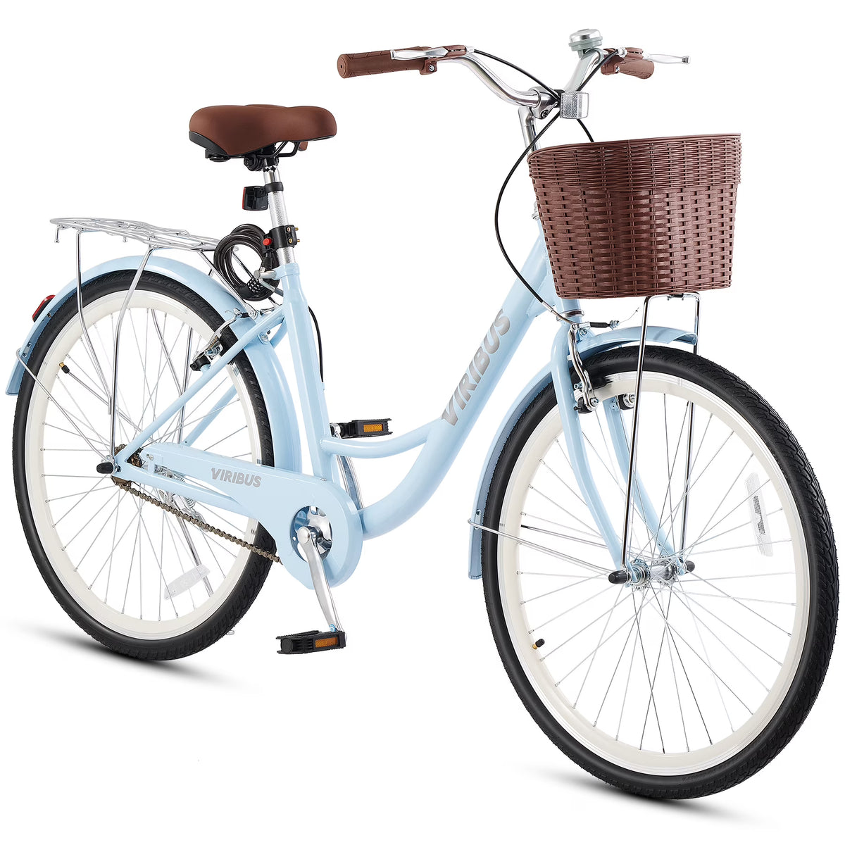 Viribus Women'S Comfort Bike 24 in Beach & City Cruiser Bicycle with Basket Rack White