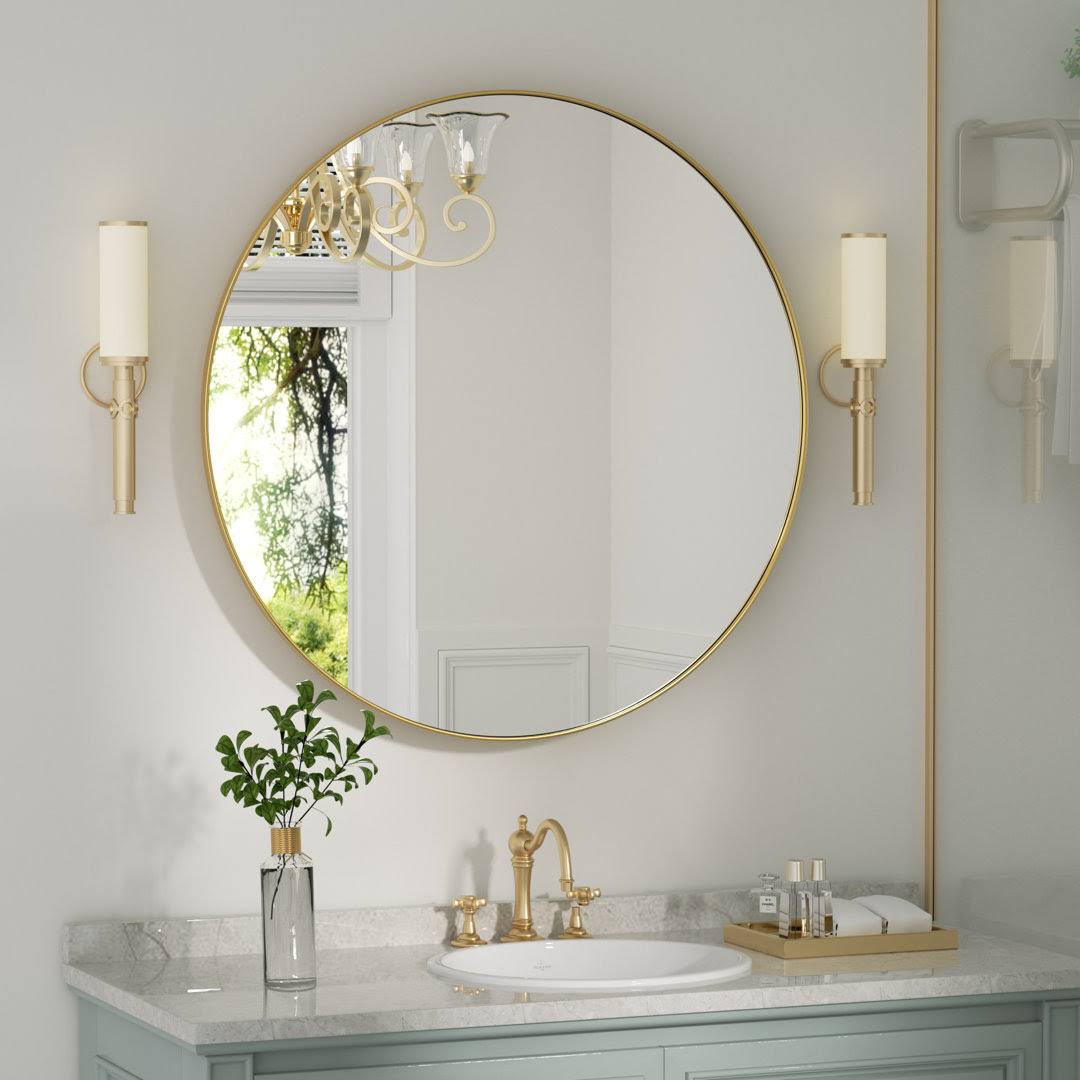 24 in. W x 24 in. H Medium Round Mirror Metal Framed Wall Mirrors Bathroom Vanity Mirror Decorative Mirror in Black