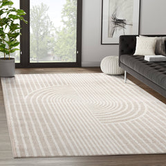 Abani Nuevo Collection Area Rug Mid Century Modern Bedroom Living Room Decor Floor Rug 2 x 3 Cream, Size: 2' x 3', Beige