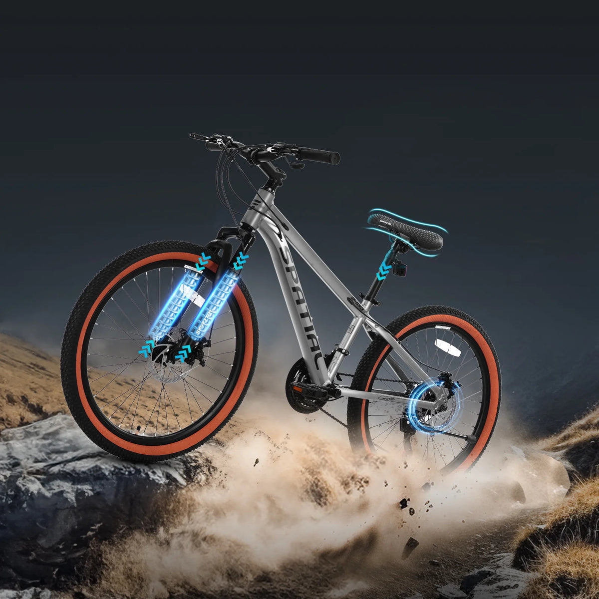 SPATIAL 24/26/27.5/29 in Mountain Bike, 8/21 Speed Lightweight Aluminum Magensium Frame Mountain Bicycle, Fits Men Women Teenagers Adult Disc Brake MTB Bicycle