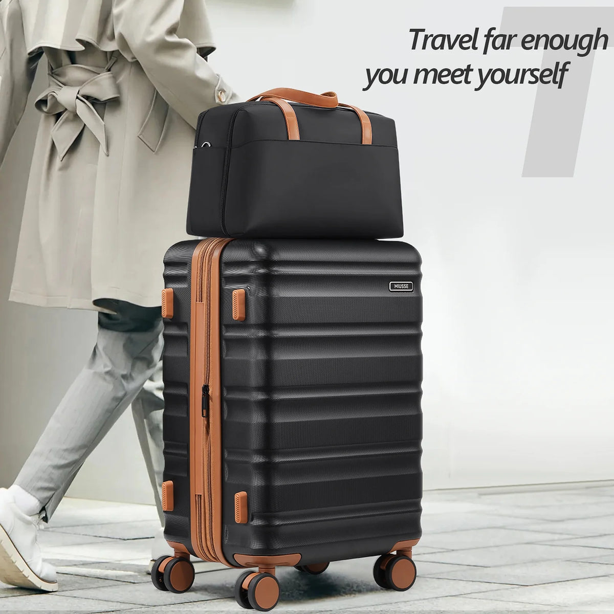 MIUSSE Luggage Sets 3 Piece, 20 in Carry on Luggage with Wheels, 100% PC Hardshell Suitcase with TSA Lock, Carry on Suitcases Airline Approved with Travel Backpack for Men Women