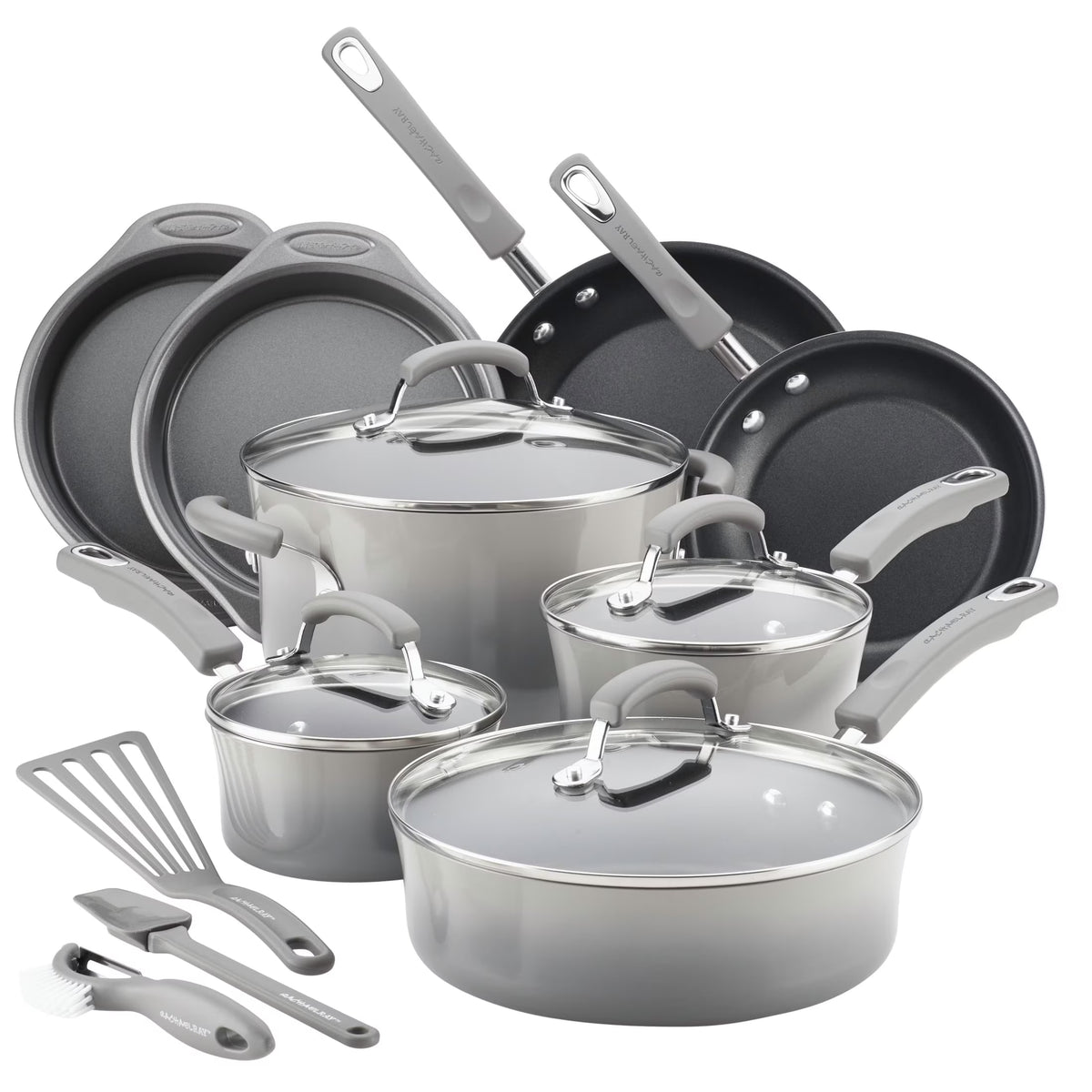 Rachael Ray 15 - Piece Nonstick Pots and Pans Set/Cookware Set, Marine Blue
