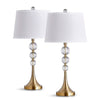 Homeglam Madison 27 - Inch Crystal Ball Metal Table Lamp (Set of 2) Brushed Nickel