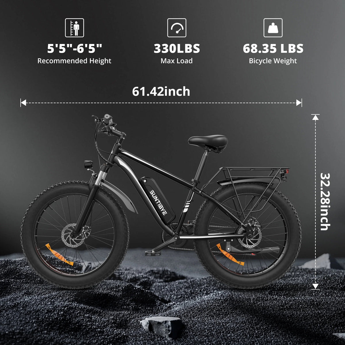 SUNTIBYE EB26 26" Fat Tire E Bike for Adults Set of 2, 1500W Electric Mountain Bikes, 28MPH Off - Road Ebike, 48V 15ah UL2849, Black