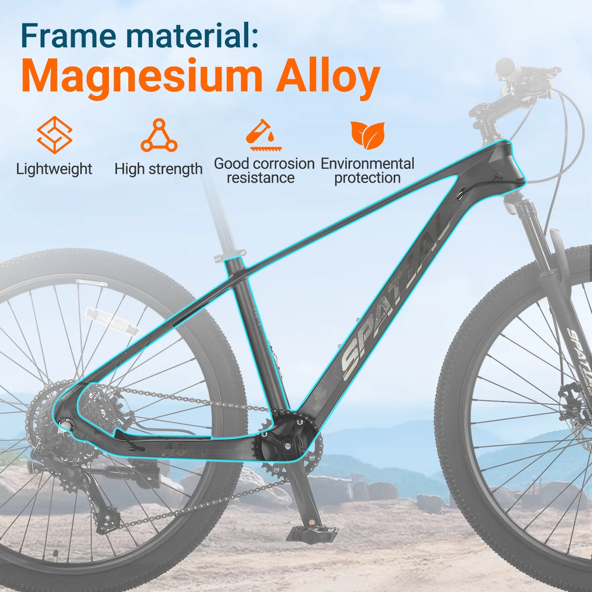 SPATIAL 24/26/27.5/29 in Mountain Bike, 8/21 Speed Lightweight Aluminum Magensium Frame Mountain Bicycle, Fits Men Women Teenagers Adult Disc Brake MTB Bicycle
