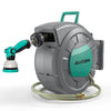 AUOSHI Retractable Garden Hose Reel 1/2" 100ft Automatic Hose Reel with 10 Function Sprayer Nozzle Wall Mount 180 Deg Swivel Bracket Hose Reel