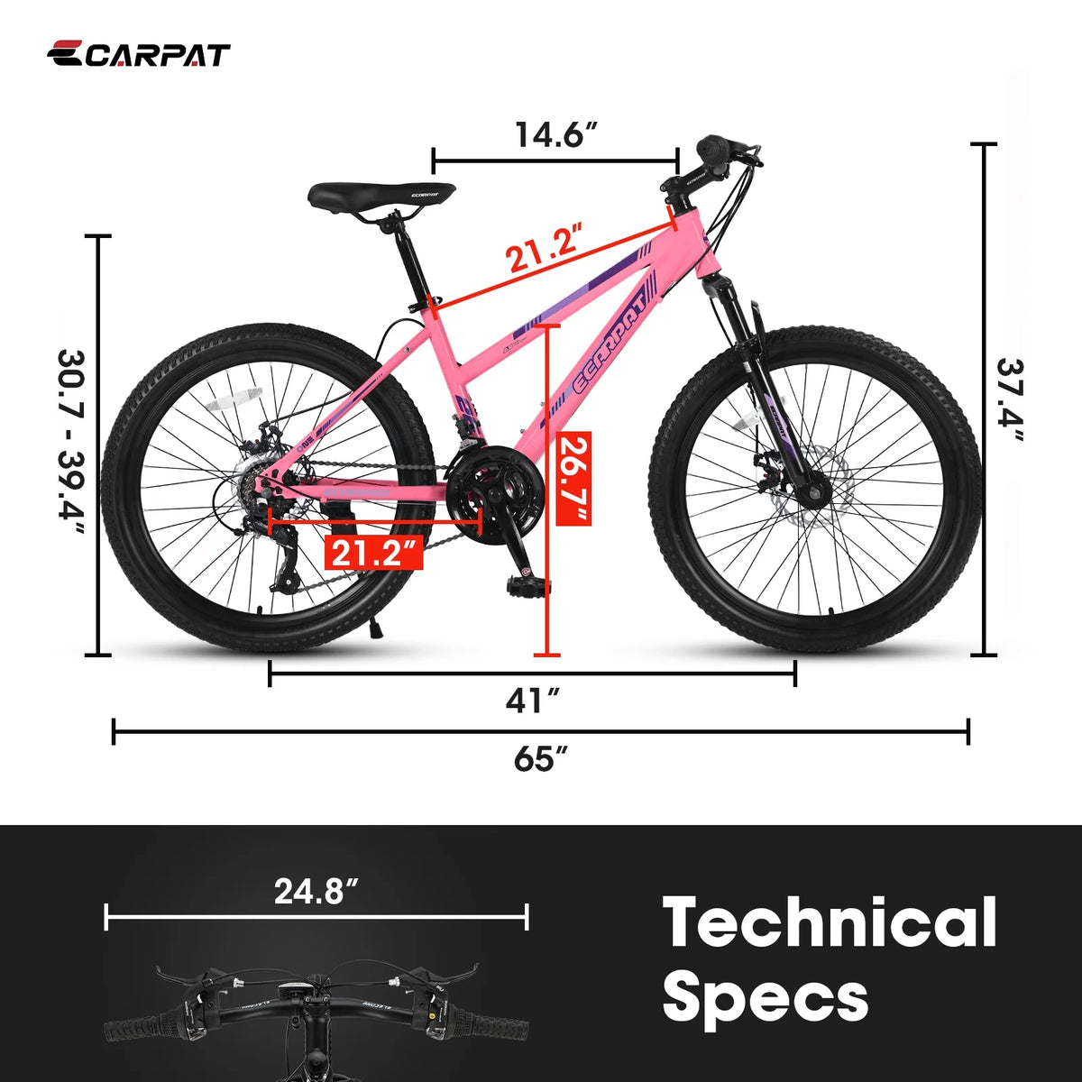 Ecarpat 26 in Mountain Bike Adults Womens Mountain Bicycles with Dual Disc Brakes Shimano 21 - Speed Full Suspension MTB Bicycles for Outdoor Commuting Exercise, Multi Colors