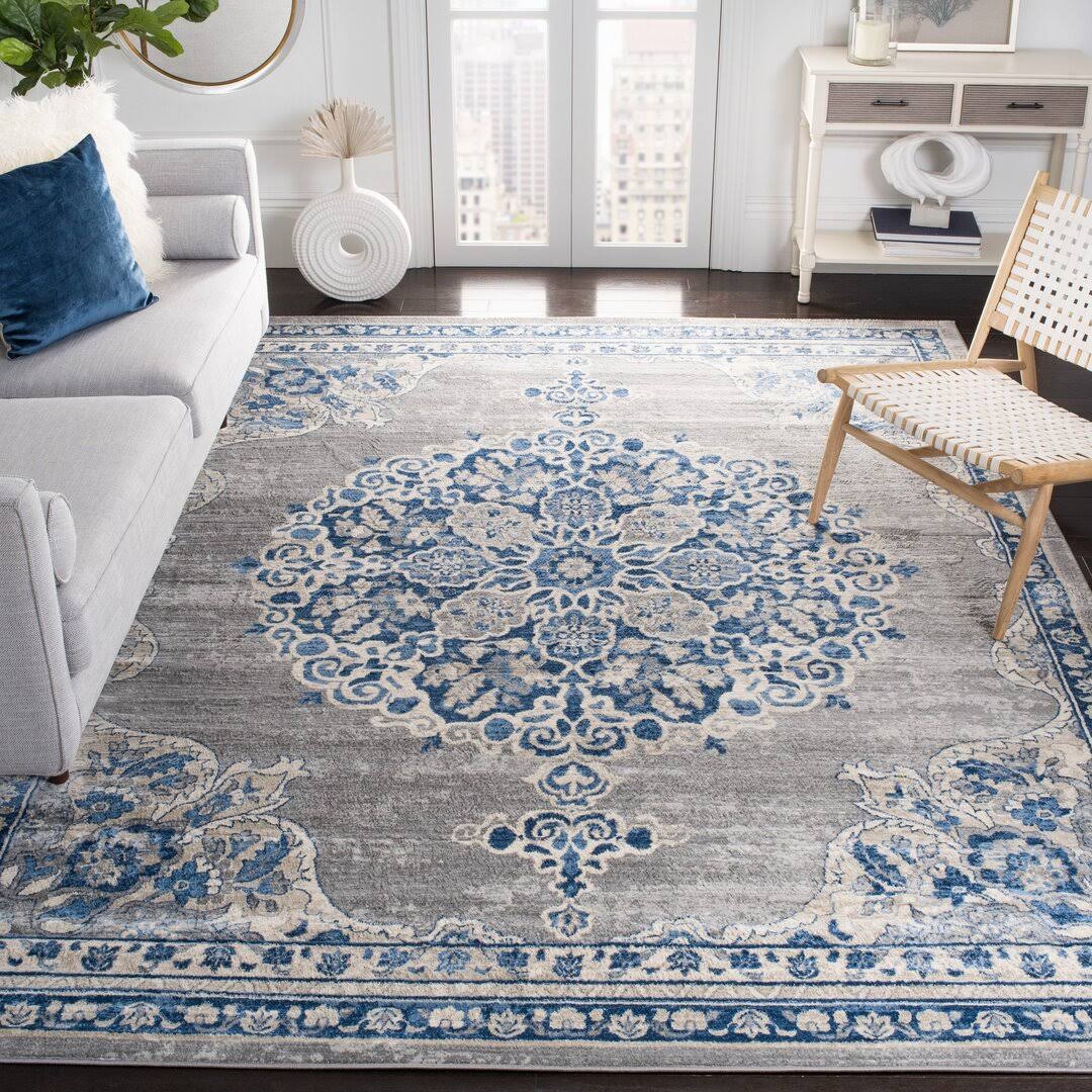 Evart Light Gray/Blue Rug Langley Street Rug Size: Rectangle 2' x 4'