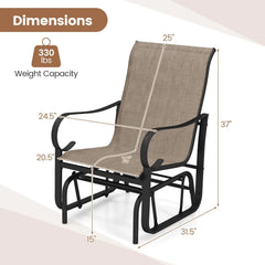 Tangkula Outdoor Glider Chairs Set of 2/4 with High Backrest Breathable Mesh Fabric and Metal Frame