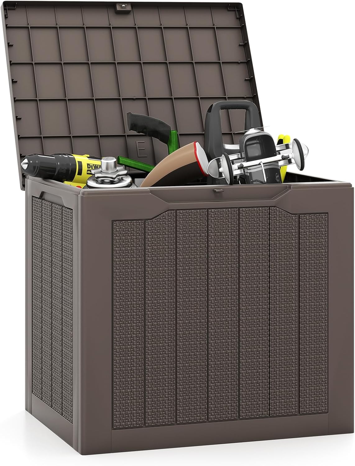Tangkula 30 Gallon Resin Outdoor Storage Bench with Lockable Lid