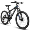 Mountain Bike, High Carbon Steel Bike with 24 in Wheels and 21-Speed Full Suspension, Commuter City Bike