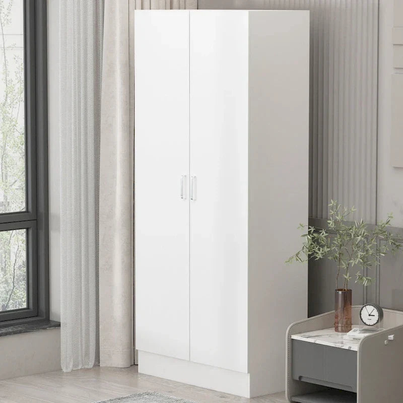 Freestanding 2 - Door Bedroom Armoire with Hanging Rod