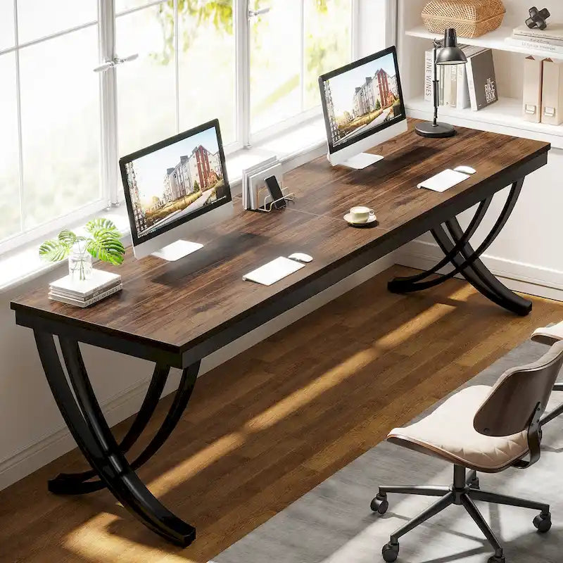 78.74 - Inch Extra Long Double Computer Desk with Stylish Metal Legs for Home Office