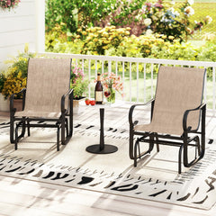 Tangkula Outdoor Glider Chairs Set of 2/4 with High Backrest Breathable Mesh Fabric and Metal Frame