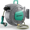 AUOSHI Retractable Garden Hose Reel 1/2" 100ft Automatic Hose Reel with 10 Function Sprayer Nozzle Wall Mount 180 Deg Swivel Bracket Hose Reel