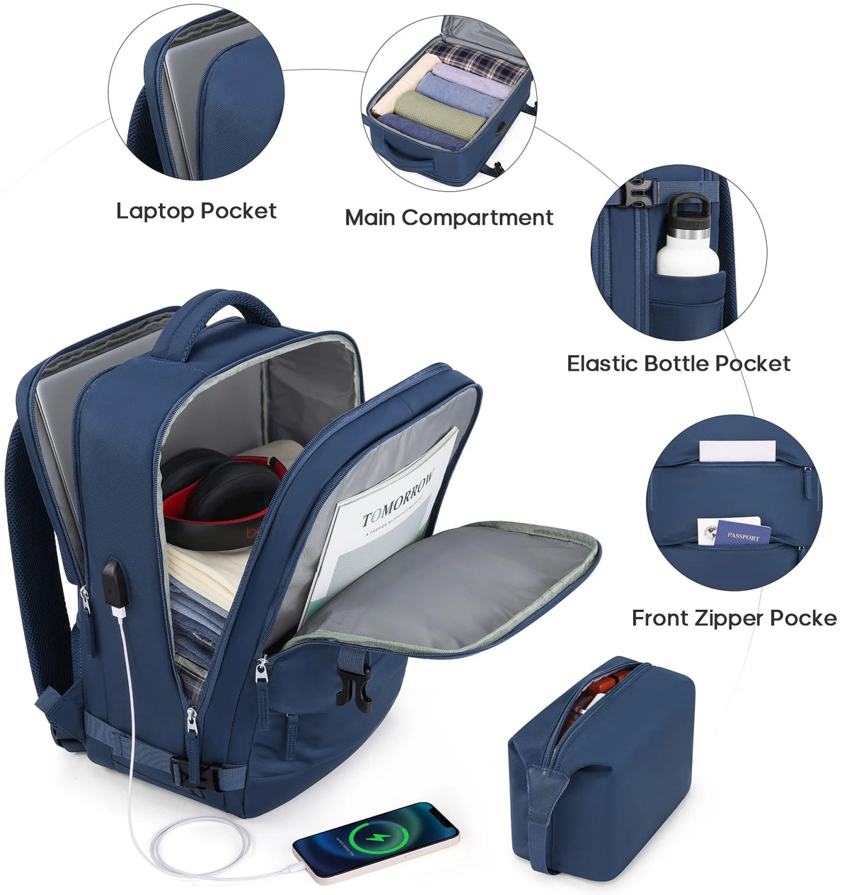 MIUSSE Luggage Sets 3 Piece, 20 in Carry on Luggage with Wheels, 100% PC Hardshell Suitcase with TSA Lock, Carry on Suitcases Airline Approved with Travel Backpack for Men Women