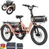 ABORON 3.0 Fat Tire Electric Trike for Senior Foldable E - Bike, 500W Motorized Tricycle Adult 20" Folding 3 Wheel Electric Commute Bike Trike W/48V