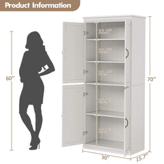 Dsstyles Pantry Cabinet, Freestanding Kitchen Pantry Storage Cabinet, 70" Cupboard, Tall Storage Cabinet with Doors and Adjustable Shelves, for Bathroom, Dining Room, Living Room, Antique White/Gray