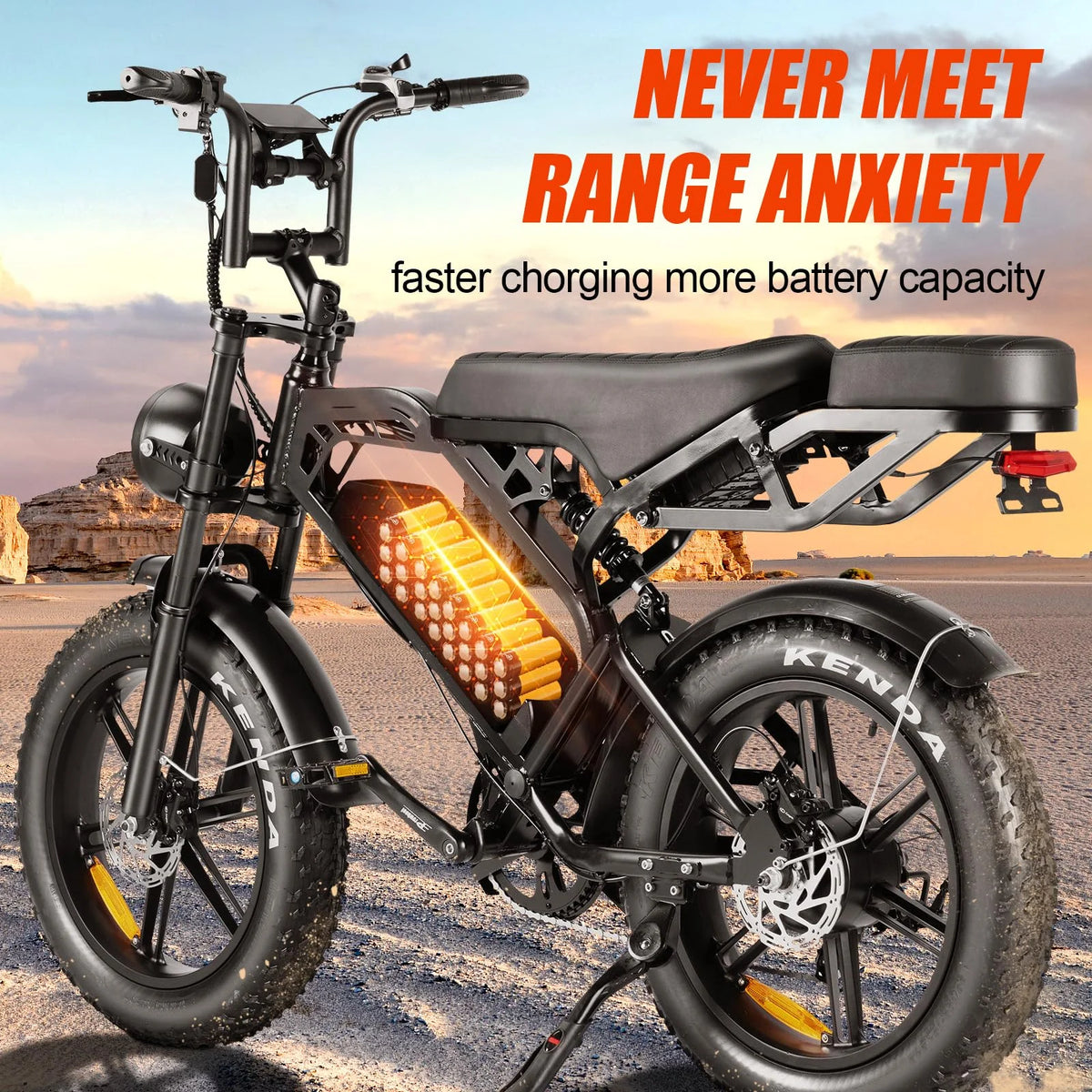Tamobyke Electric Bike for Adults, Peak 1500W 28mph Mountain Ebike, 48V 15.6AH 20" Fat Tire Electric Bicycle Full Suspension UL2849