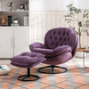 Velvet Swivel Accent Chair with Ottoman, Modern Chaise Lounge Chair with Metal Frame and Footstool, Comfy Armchair Reading Chair