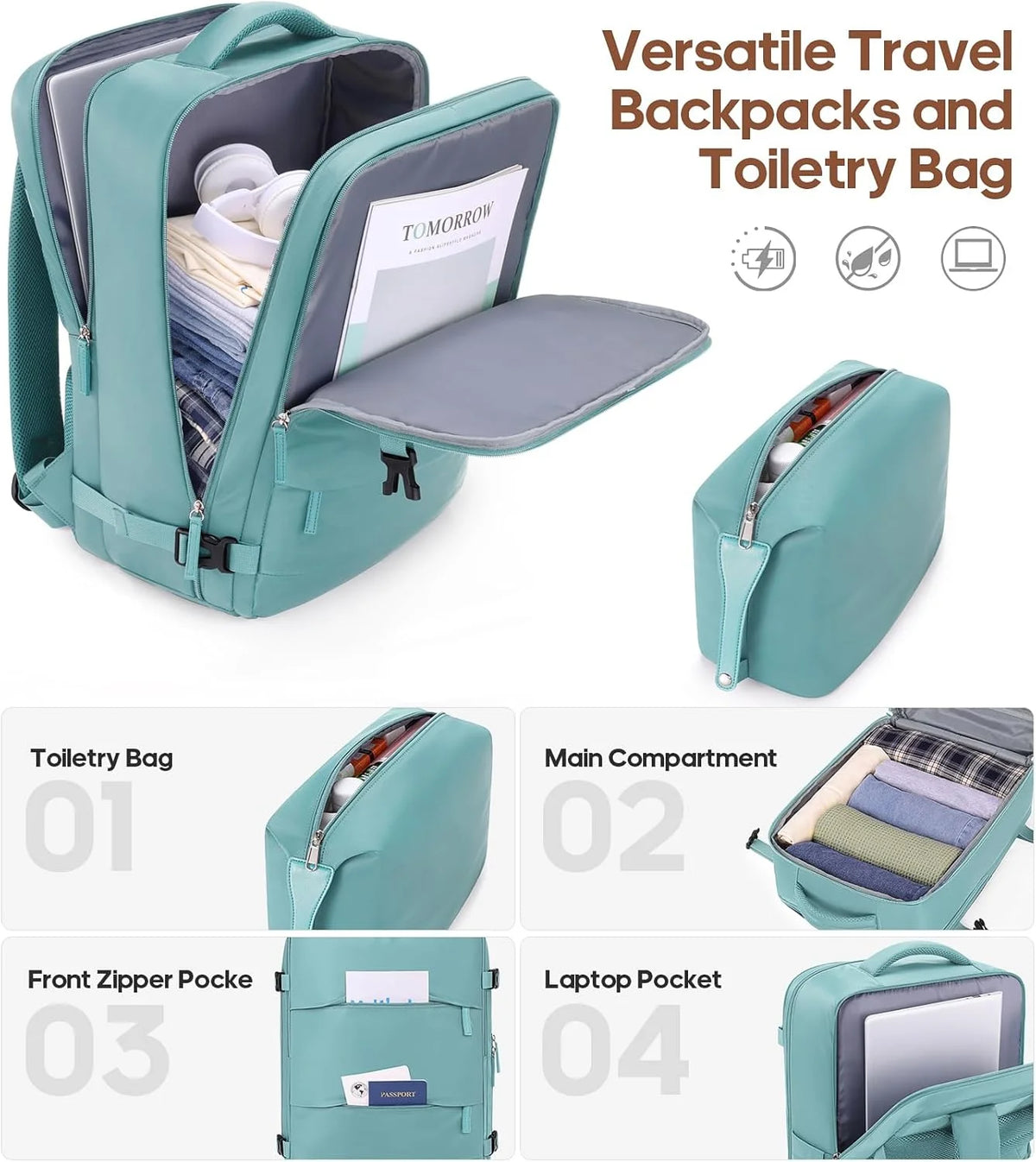 MIUSSE Luggage Sets 3 Piece, 20 in Carry on Luggage with Wheels, 100% PC Hardshell Suitcase with TSA Lock, Carry on Suitcases Airline Approved with Travel Backpack for Men Women