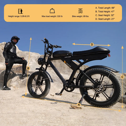 Movcan V30 Electric Bike for Adult, 1000W 20" Fat Tire 48V 15.6AH Removable Battery, 28MPH 7 - Speed Disc Brake Off - Road Mountain Ebike UL2849
